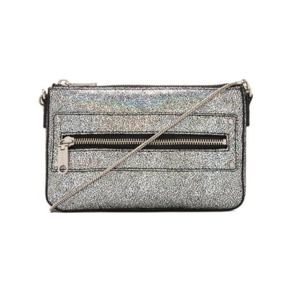 Milly Delano Metallic Crossbody Purse Silver